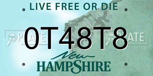 0T48T8 New Hampshire License Plate