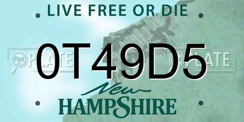 0T49D5 New Hampshire License Plate