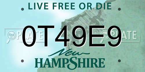 0T49E9 New Hampshire License Plate