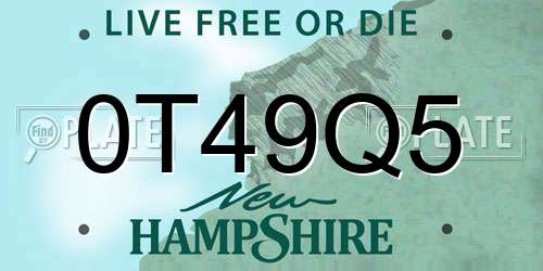 0T49Q5 New Hampshire License Plate