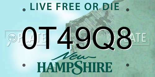 0T49Q8 New Hampshire License Plate