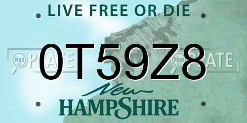 0T59Z8 New Hampshire License Plate