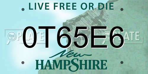 0T65E6 New Hampshire License Plate