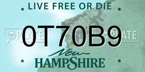 0T70B9 New Hampshire License Plate