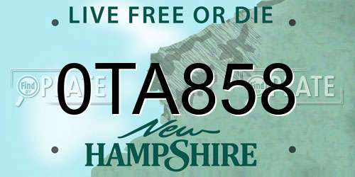 0TA858 New Hampshire License Plate