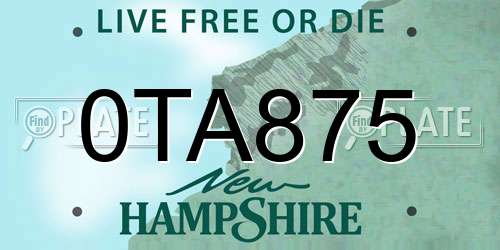 0TA875 New Hampshire License Plate