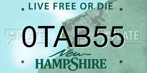 0TAB55 New Hampshire License Plate