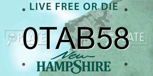 0TAB58 New Hampshire License Plate