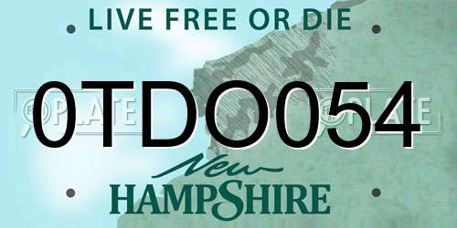 0TDO054 New Hampshire License Plate