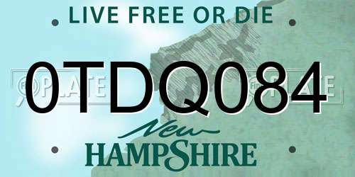 0TDQ084 New Hampshire License Plate