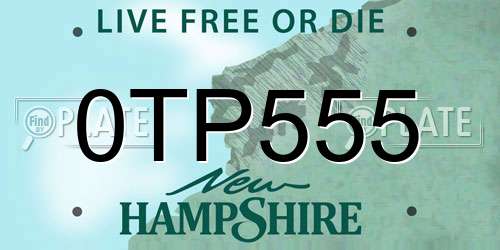 0TP555 New Hampshire License Plate