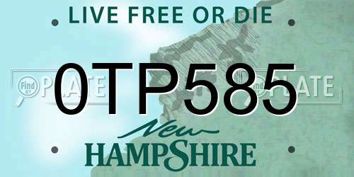 0TP585 New Hampshire License Plate