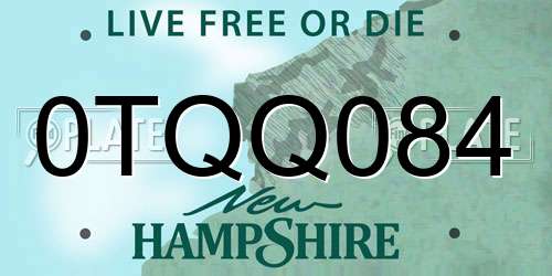 0TQQ084 New Hampshire License Plate