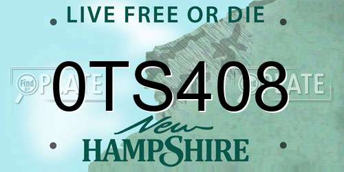 0TS408 New Hampshire License Plate