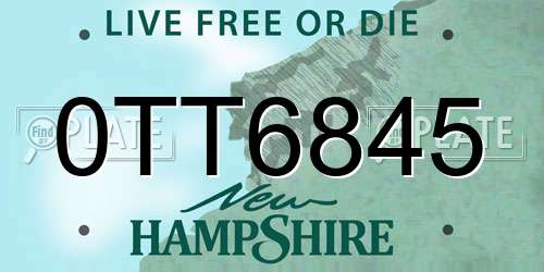 0TT6845 New Hampshire License Plate