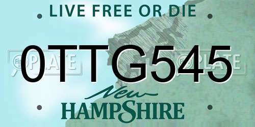 0TTG545 New Hampshire License Plate