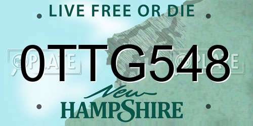 0TTG548 New Hampshire License Plate