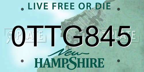 0TTG845 New Hampshire License Plate