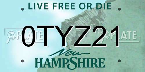 0TYZ21 New Hampshire License Plate