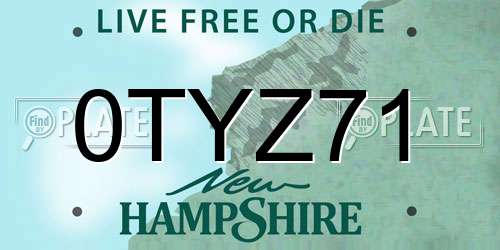 0TYZ71 New Hampshire License Plate