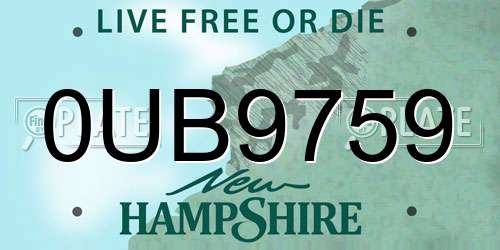 0UB9759 New Hampshire License Plate