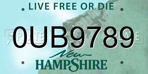 0UB9789 New Hampshire License Plate