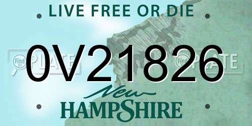 0V21826 New Hampshire License Plate