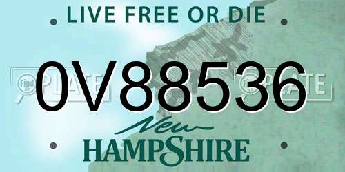 0V88536 New Hampshire License Plate