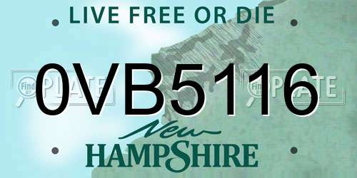 0VB5116 New Hampshire License Plate