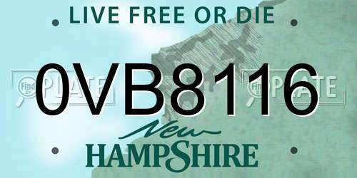 0VB8116 New Hampshire License Plate