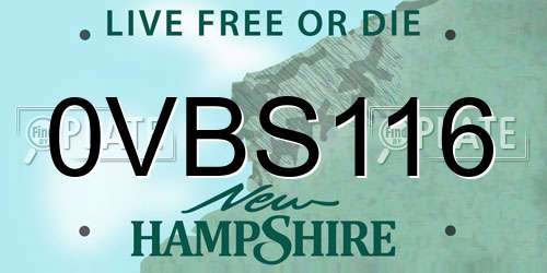 0VBS116 New Hampshire License Plate