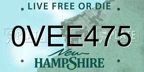 0VEE475 New Hampshire License Plate