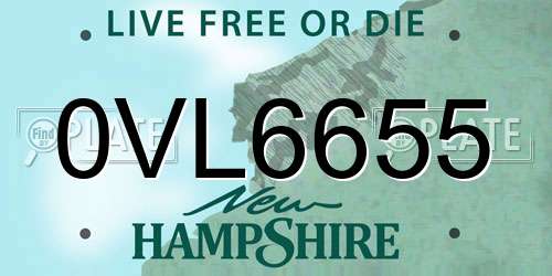 0VL6655 New Hampshire License Plate