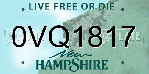 0VQ1817 New Hampshire License Plate