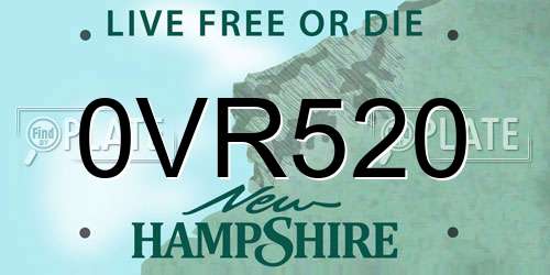 0VR520 New Hampshire License Plate