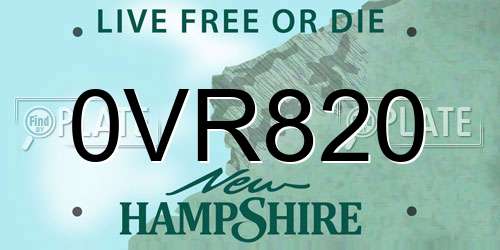 0VR820 New Hampshire License Plate