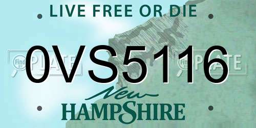 0VS5116 New Hampshire License Plate