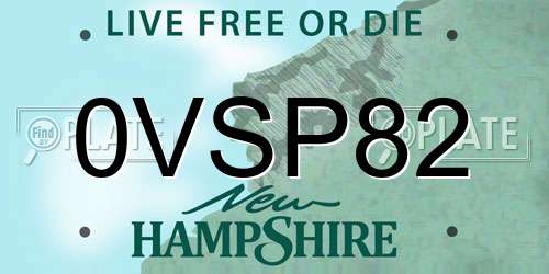0VSP82 New Hampshire License Plate