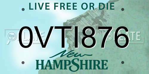 0VTI876 New Hampshire License Plate