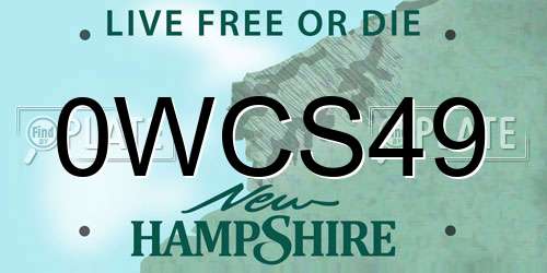 0WCS49 New Hampshire License Plate