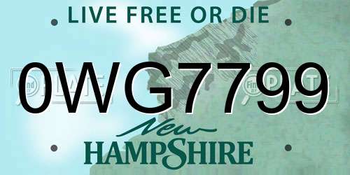0WG7799 New Hampshire License Plate