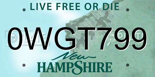 0WGT799 New Hampshire License Plate