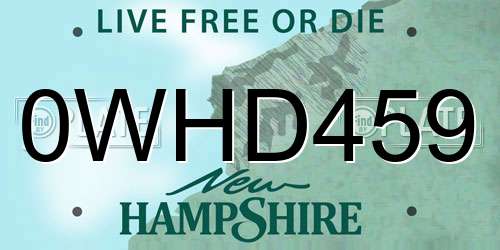 0WHD459 New Hampshire License Plate
