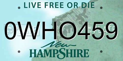 0WHO459 New Hampshire License Plate