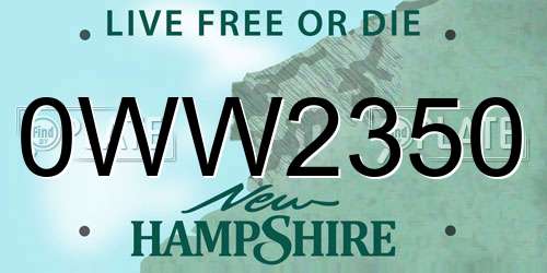 0WW2350 New Hampshire License Plate