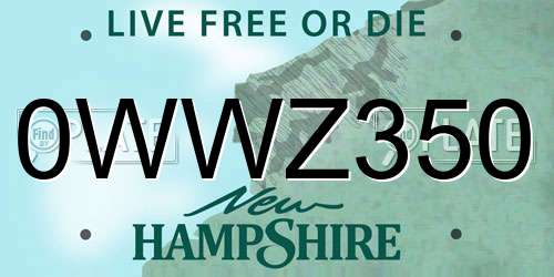 0WWZ350 New Hampshire License Plate