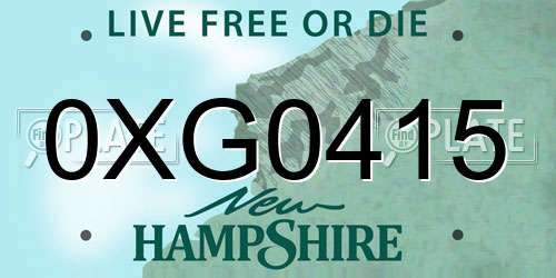 0XG0415 New Hampshire License Plate