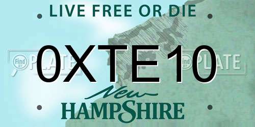0XTE10 New Hampshire License Plate