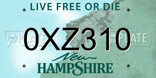 0XZ310 New Hampshire License Plate