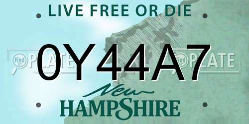 0Y44A7 New Hampshire License Plate